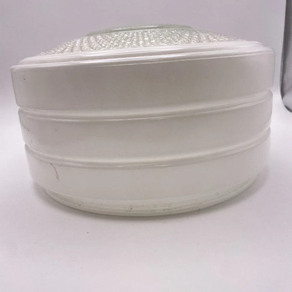 Vtg Art Deco White Milk Glass Light‎ Shade Round Flush Globe 7.75
